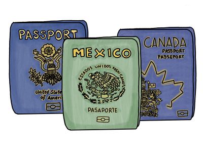 passports from USA, Canada, and Mexico