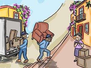 local men unloading household goods in mexico